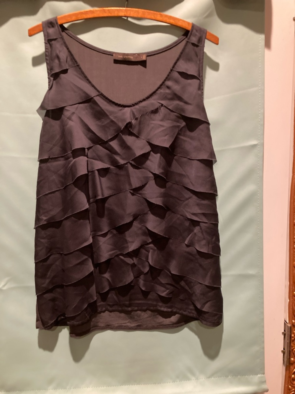 The Limited Ruffled Sleeveless top in plum